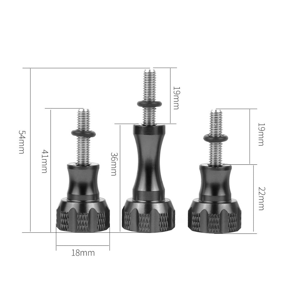 3pcs Aluminum Alloy Long Short Thumb Knob Screws Nut for GoPro Hero Black 8 7 6 5 4 SJcam EKEN YI 4K - Black