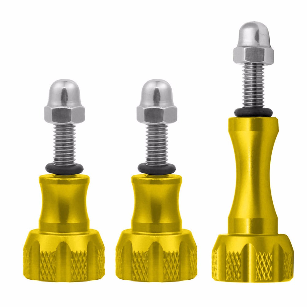 3pcs Aluminum Alloy Long Short Thumb Knob Screws Nut for GoPro Hero Black 8 7 6 5 4 SJcam EKEN YI 4K - Yellow