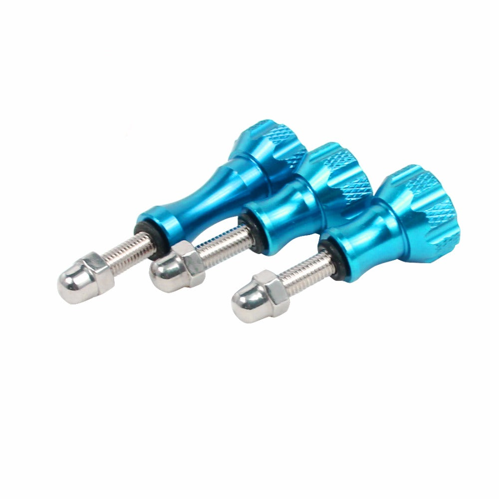 3pcs Aluminum Alloy Long Short Thumb Knob Screws Nut for GoPro Hero Black 8 7 6 5 4 SJcam EKEN YI 4K - Blue