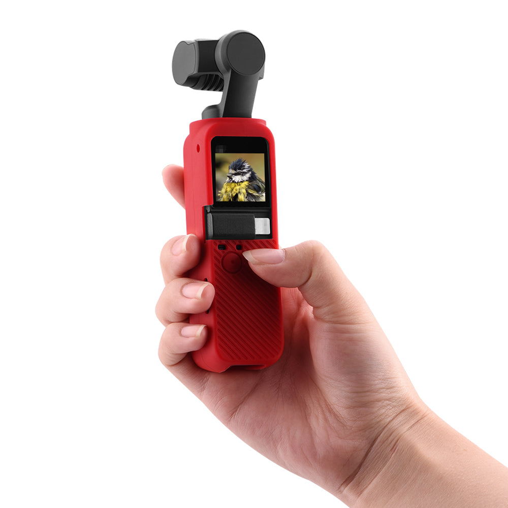 Silicone Case Body Protection Cover Pocket with Hand Strap for OSMO Pocket 2 - Red