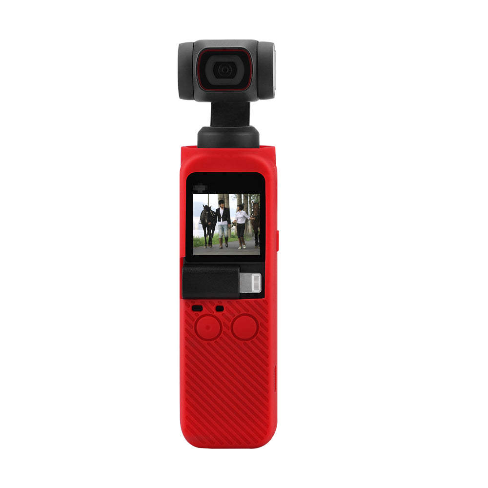 Silicone Case Body Protection Cover Pocket with Hand Strap for OSMO Pocket 2 - Red
