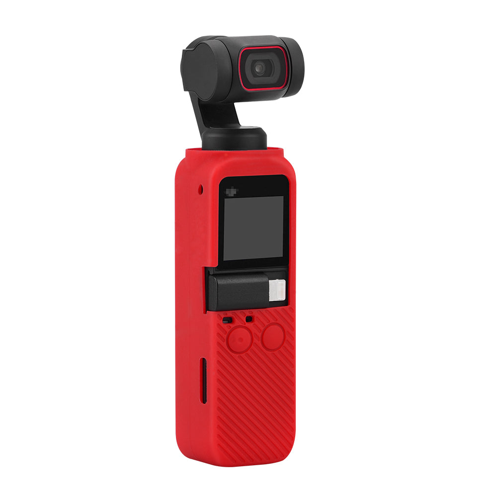 Silicone Case Body Protection Cover Pocket with Hand Strap for OSMO Pocket 2 - Red