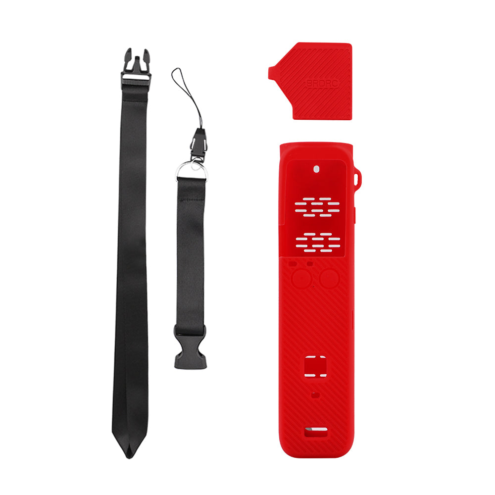 Silicone Case Body Protection Cover + Lens Cover + Hand Strap for OSMO Pocket 2 - Red