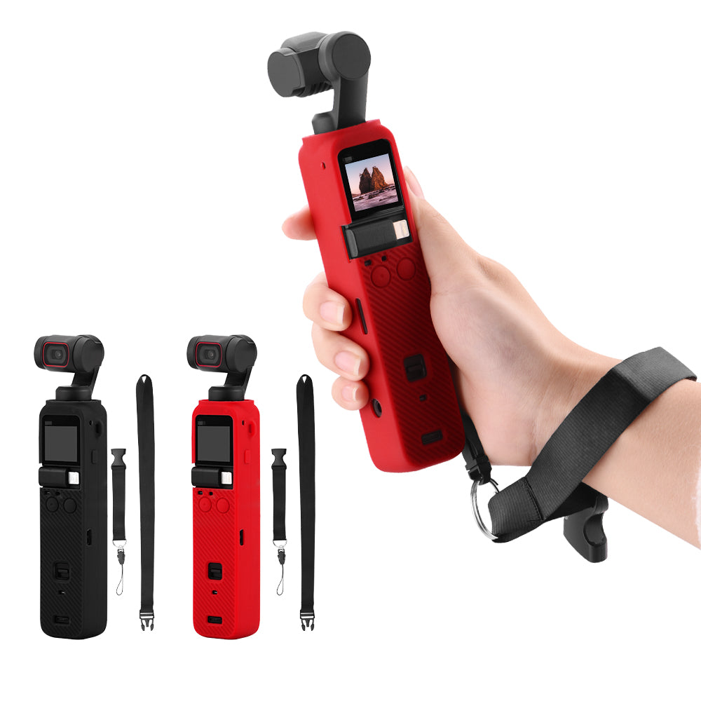 Body Protection Silicone Cover Case with Hand Strap for OSMO Pocket 2 - Black