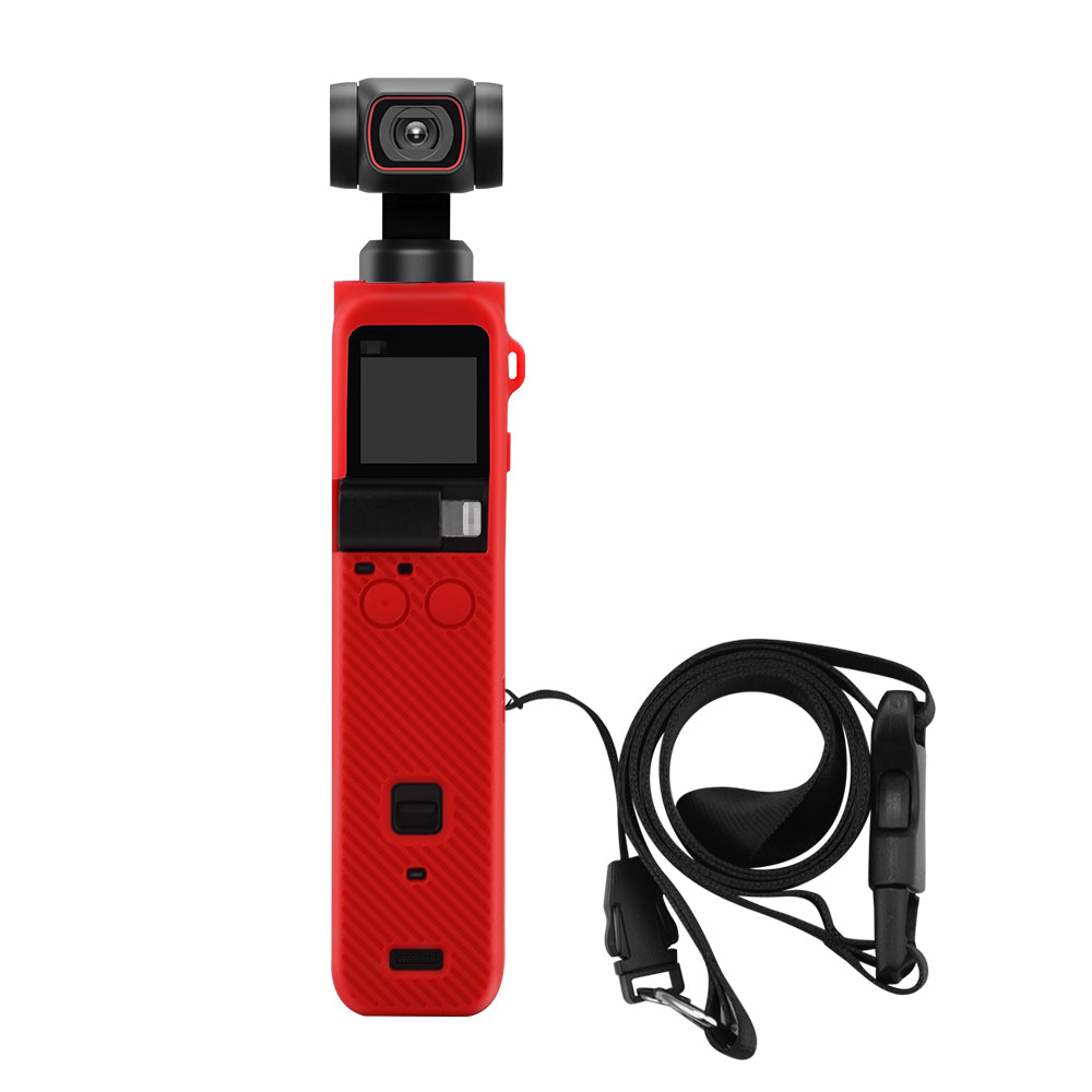 Body Protection Silicone Cover Case with Hand Strap for OSMO Pocket 2 - Red