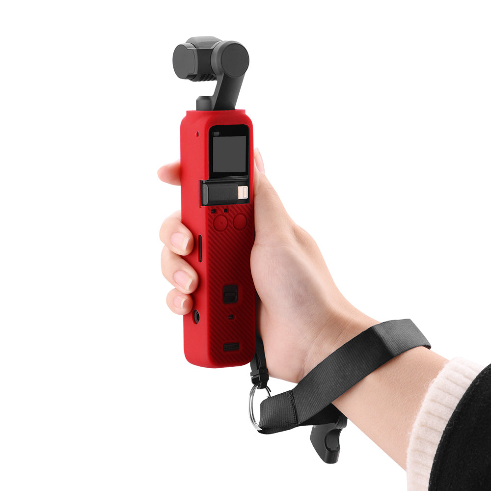 Body Protection Silicone Cover Case with Hand Strap for OSMO Pocket 2 - Red