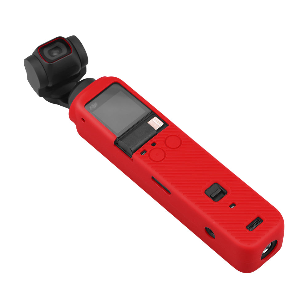 Body Protection Silicone Cover Case with Hand Strap for OSMO Pocket 2 - Red