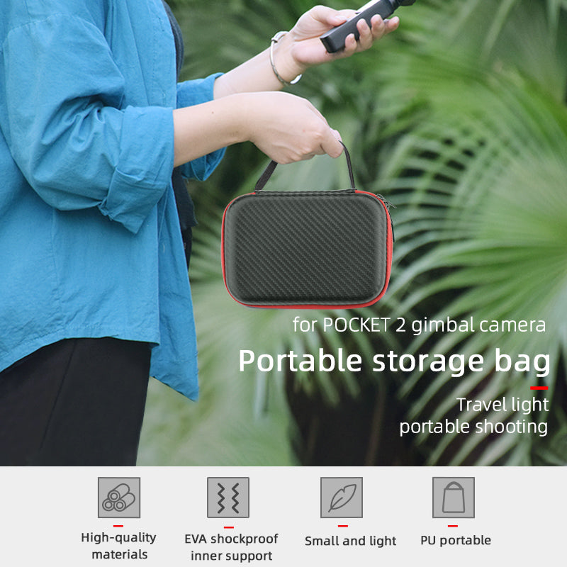 Portable PU Handbag Carrying Case Storage Bag for DJI Osmo Pocket 2 Gimbal Camera Accessories - Black