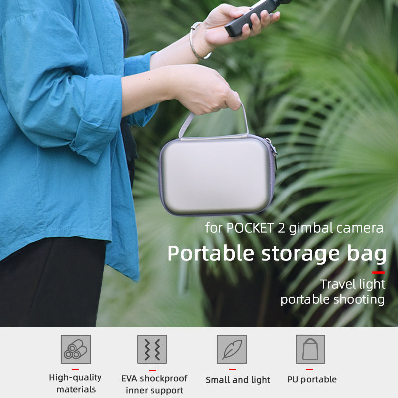 Portable PU Handbag Carrying Case Storage Bag for DJI Osmo Pocket 2 Gimbal Camera Accessories - Silver