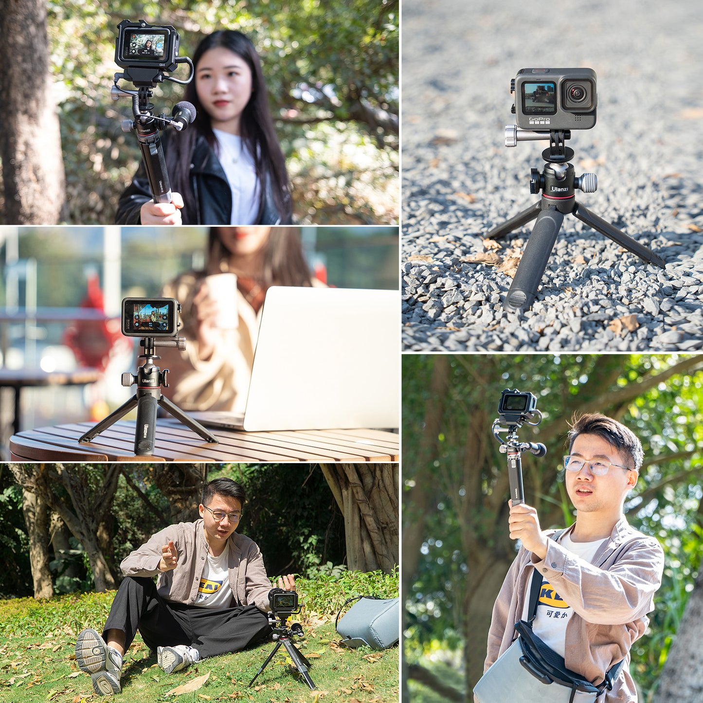 ULANZI U-130 Action Camera Ball Head with Cold Shoe 1/4" Screw Hole for Microphone Fill Light Tripod