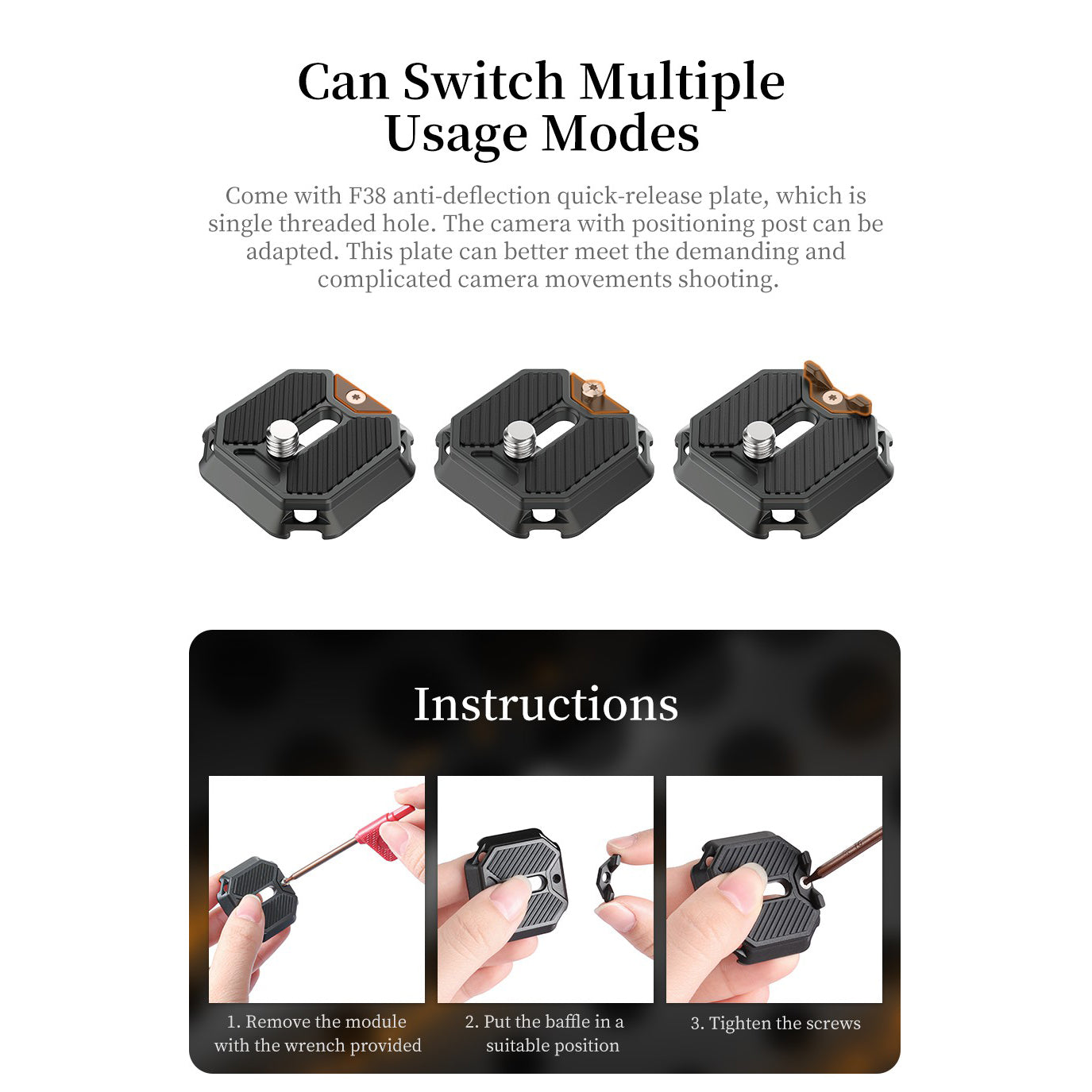 FALCAM 2401 F38 CNC Aluminum Alloy Camera Anti-deflection Quick Release Plate