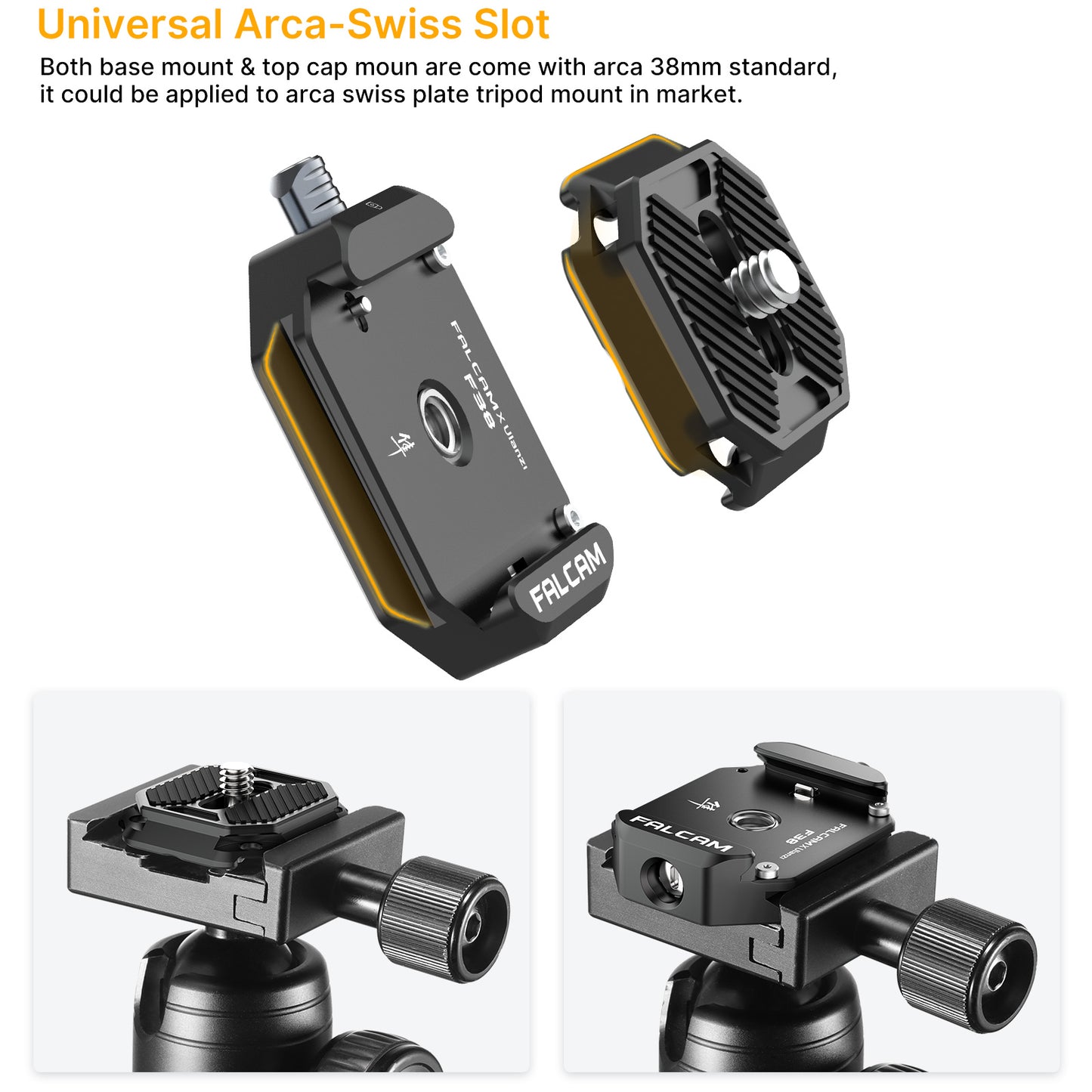 FALCAM 2268 F38 1/4 & 3/8 Quick Release Base Mount + Top Cap Quick Switch Kit for Arca Swiss Plate Tripod Mount