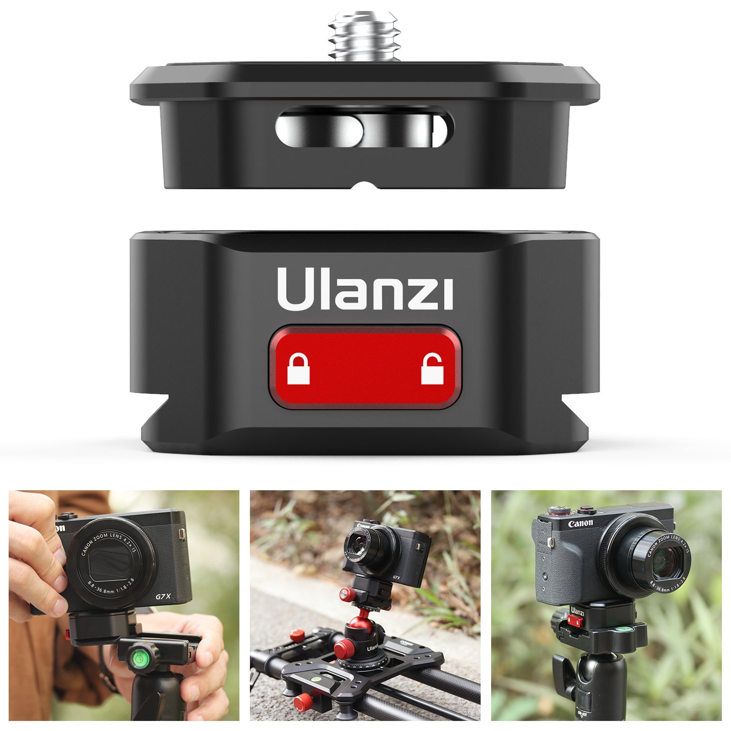 Uniqkart 2333 Claw Portable Slide Lock Quick Release Plate for Arca Tripod Stabilizer