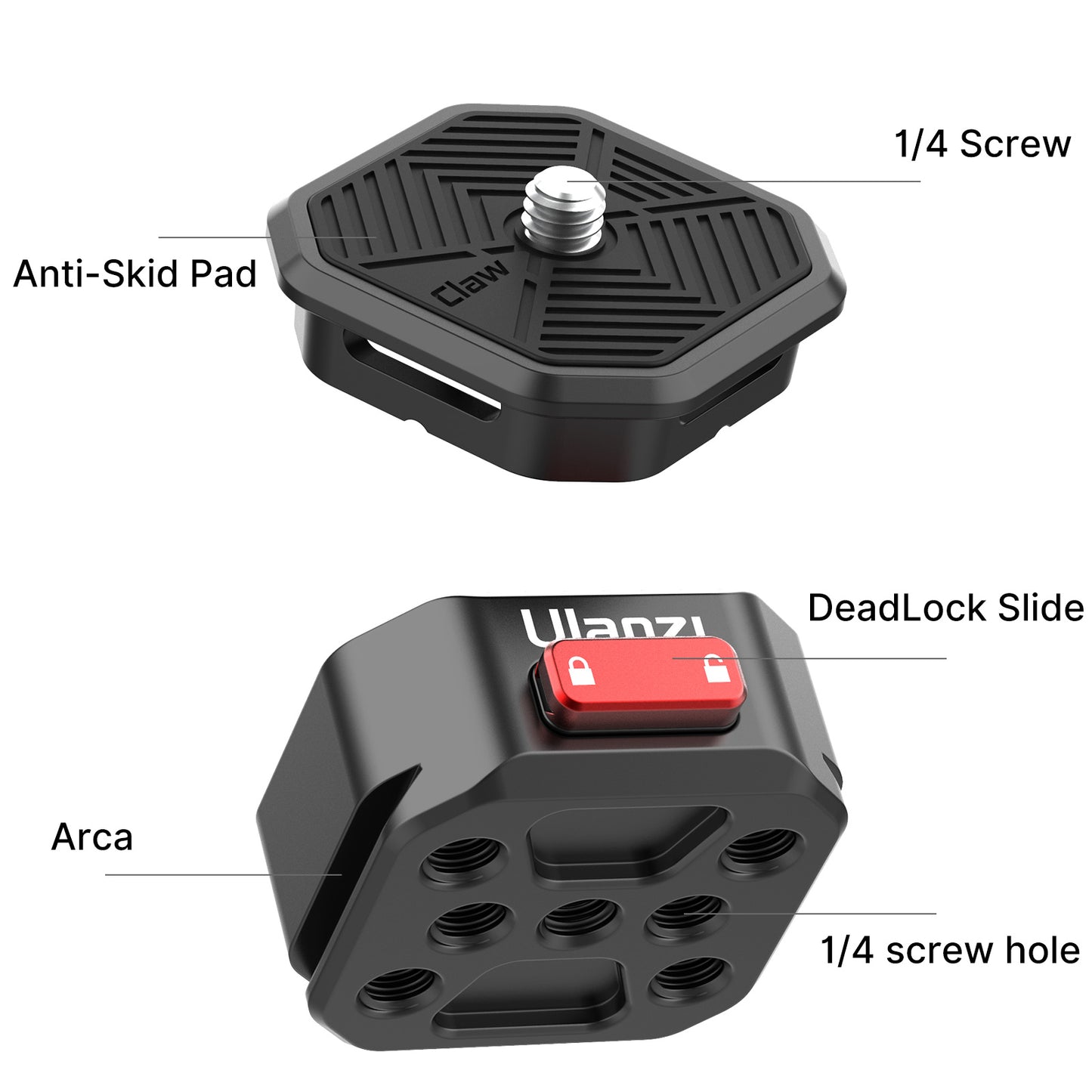 Uniqkart 2333 Claw Portable Slide Lock Quick Release Plate for Arca Tripod Stabilizer