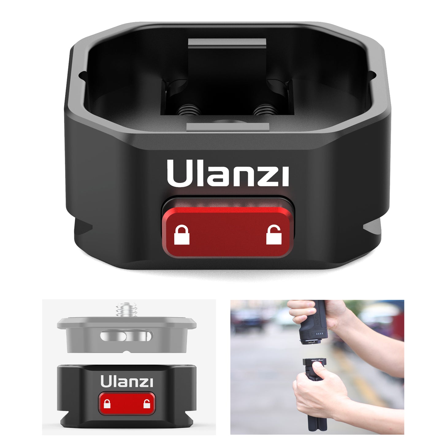 Uniqkart 2341 Claw Aluminum Alloy Quick Release Plate Base Mount for Arca Tripod Stabilizer