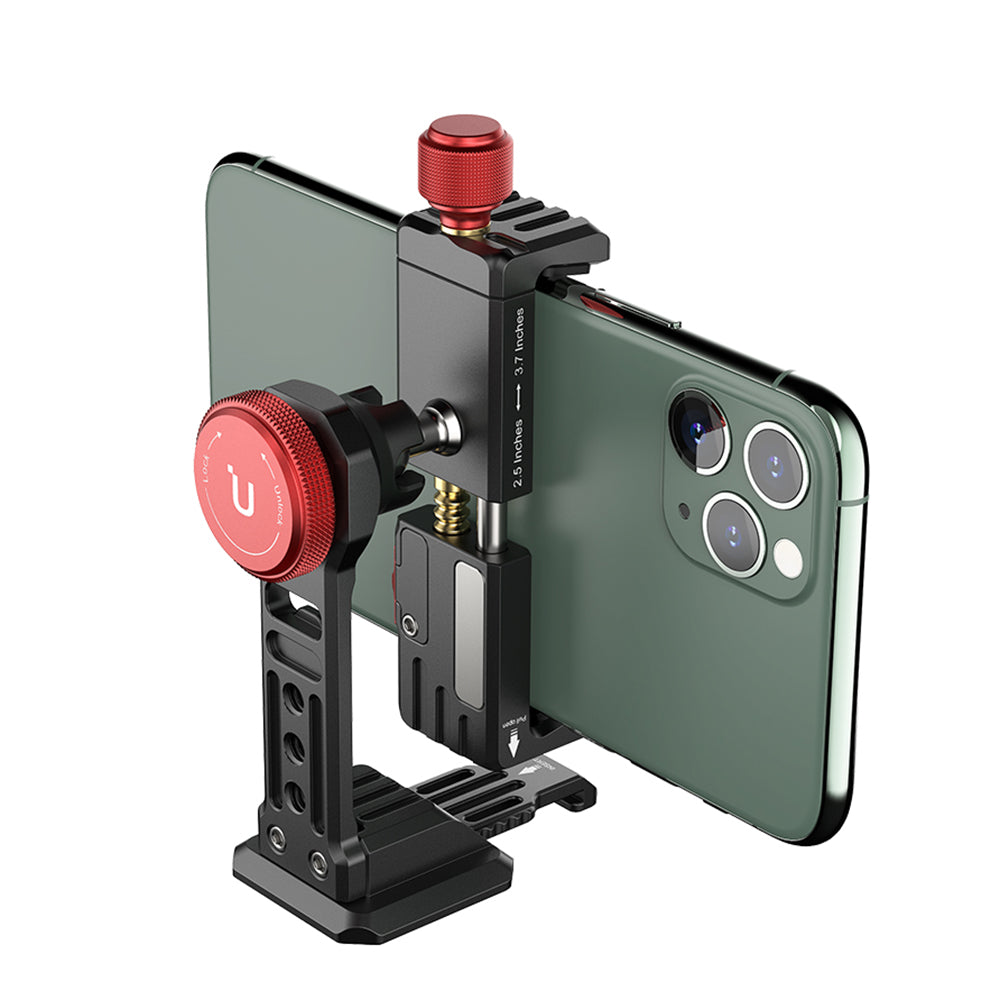 ULANZI ST-14 Aluminum Alloy 360° Rotating Phone Holder Clip with Cold Shoe Universal Cellphone Holder Bracket