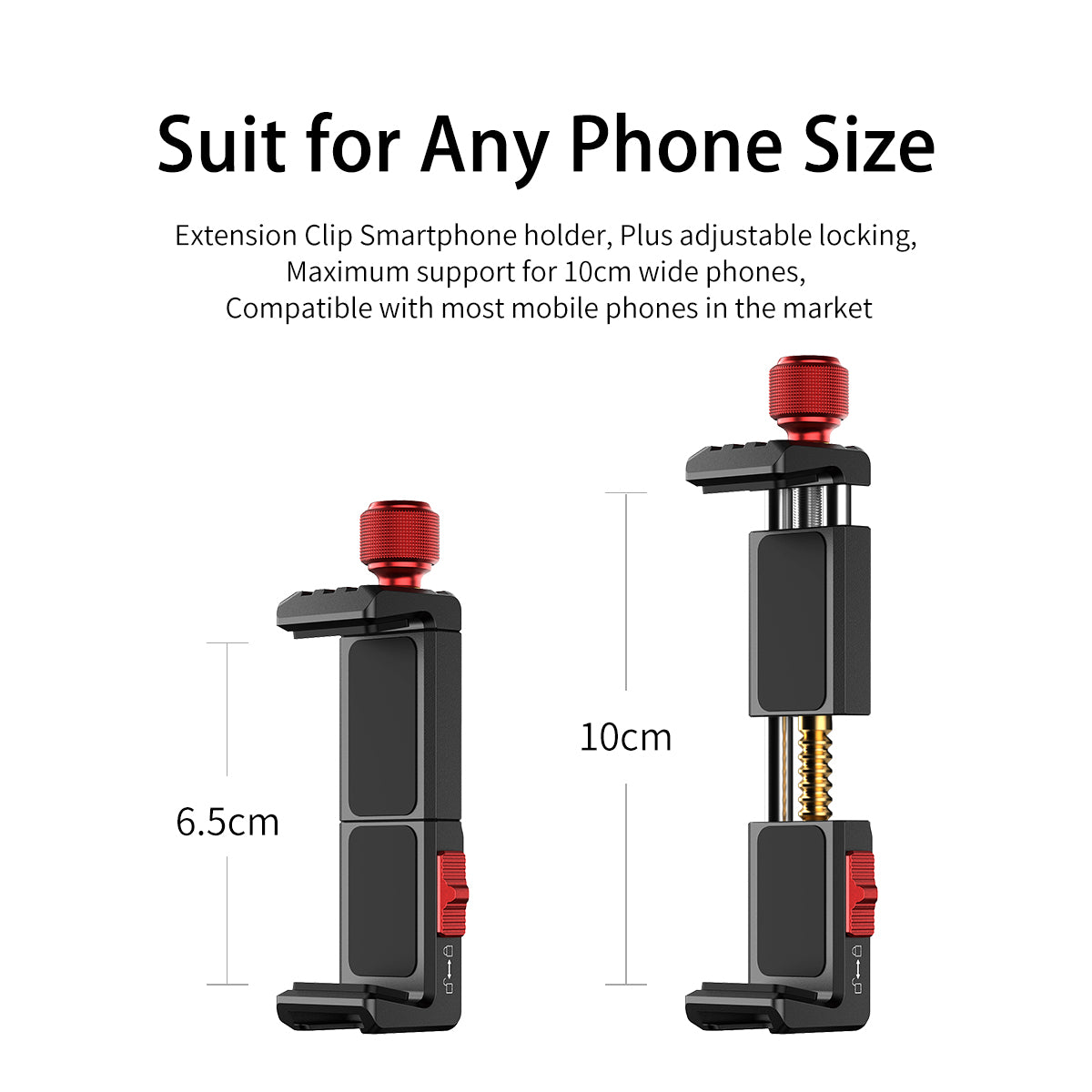 ULANZI ST-14 Aluminum Alloy 360° Rotating Phone Holder Clip with Cold Shoe Universal Cellphone Holder Bracket