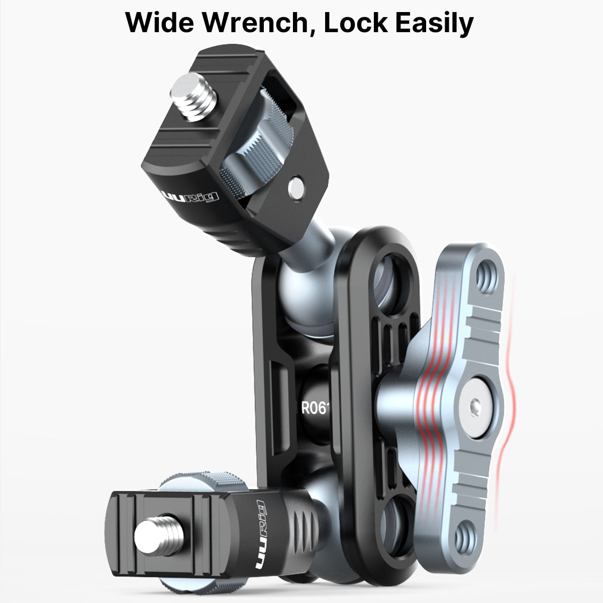 UURig R061 Magic Arm with Dual 1/4" Screw Tripod Mount Monitor Stand Fill Light Microphone Bracket Ballhead Gimbal Accessories