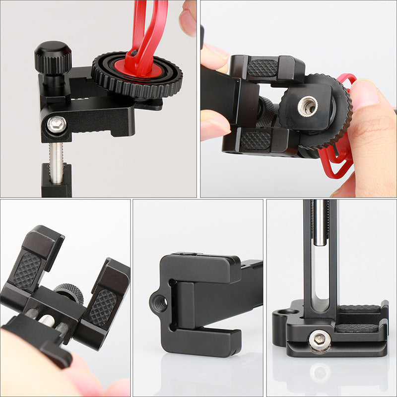 Uniqkart ST-03 Metal Phone Tripod Mount with Cold Shoe Universal Clip Holder for Smartphone Microphone Light