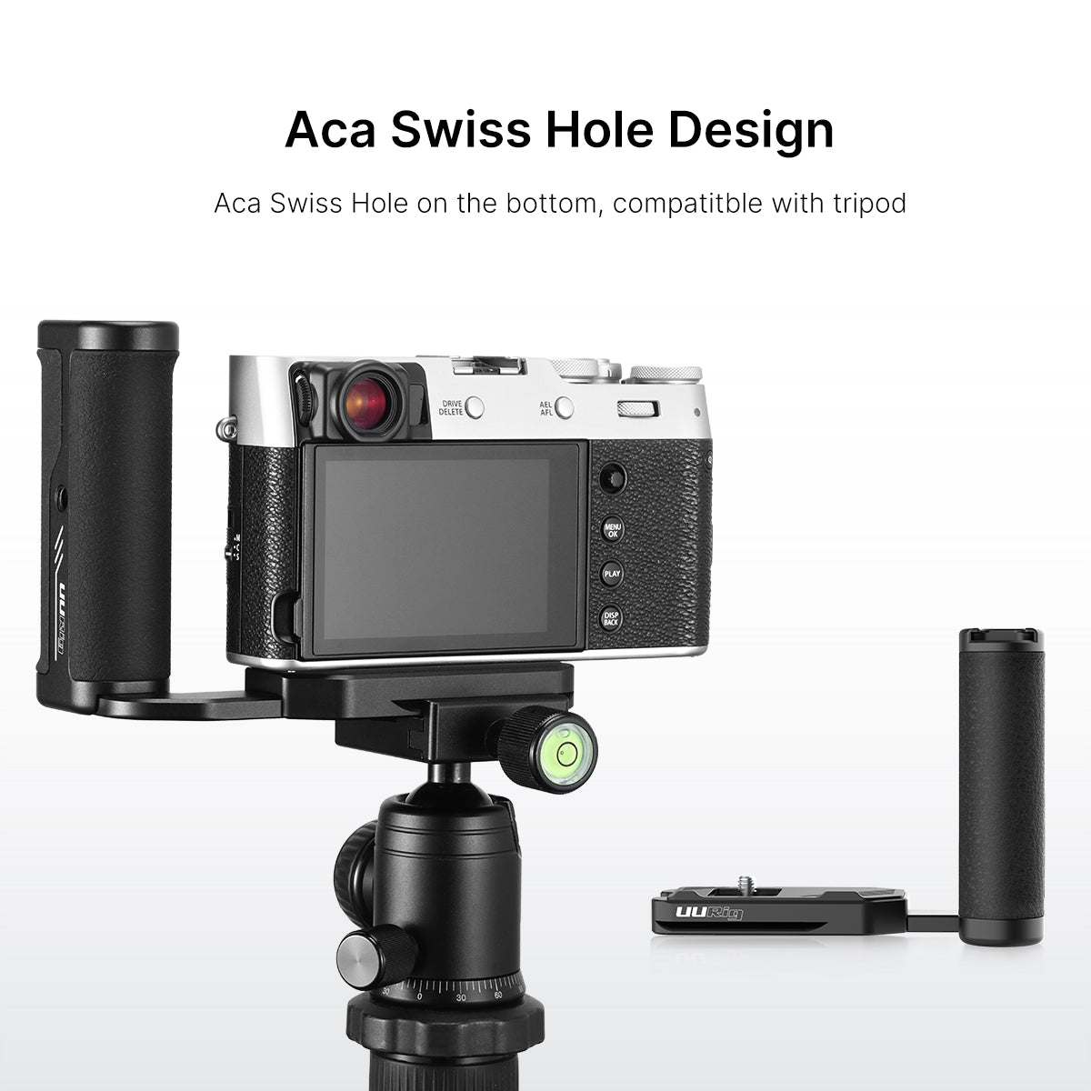 Uniqkart R043 Universal Side Handle Vertical Shooting L Plate Bracket with Cold Shoe for Microphone LED Light