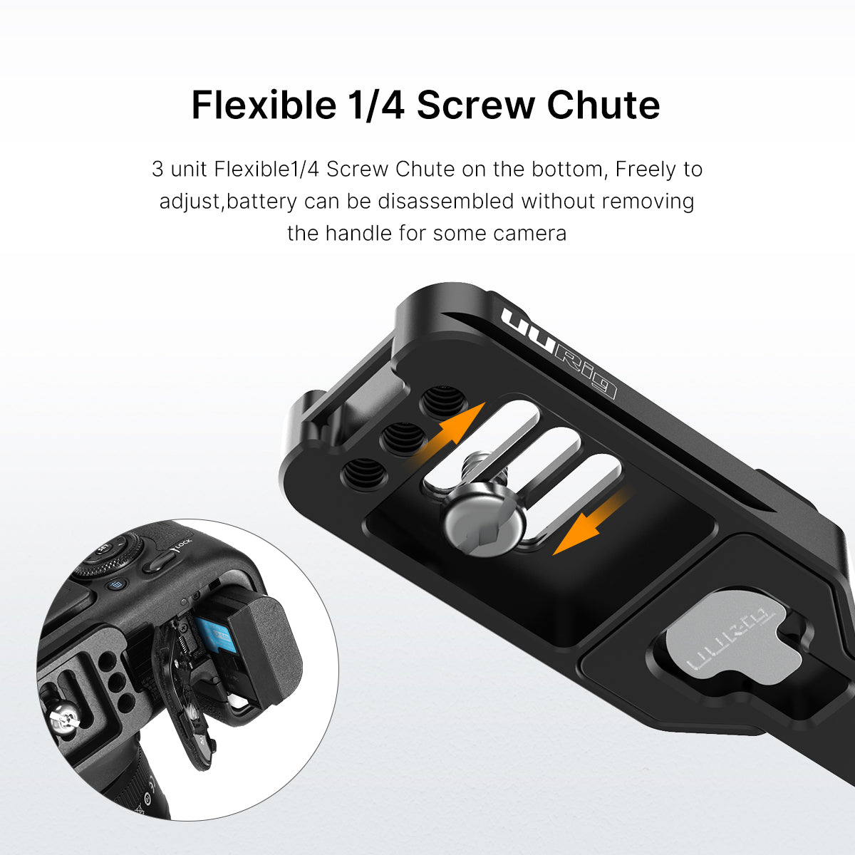 Uniqkart R043 Universal Side Handle Vertical Shooting L Plate Bracket with Cold Shoe for Microphone LED Light