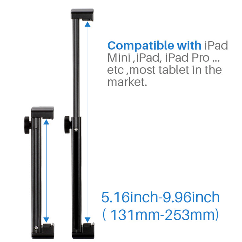 Uniqkart U-Pad Pro Aluminium Alloy Tablet Tripod Mount Holder Clamp with Cold Shoe for iPad Pro Mini Air