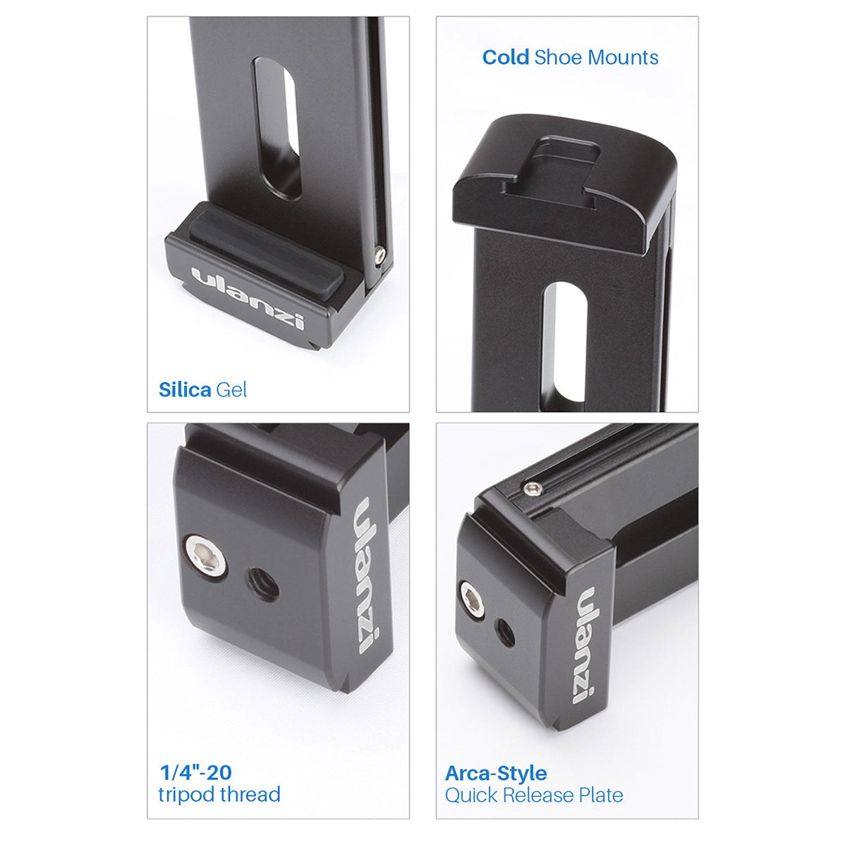 Uniqkart U-Pad Pro Aluminium Alloy Tablet Tripod Mount Holder Clamp with Cold Shoe for iPad Pro Mini Air