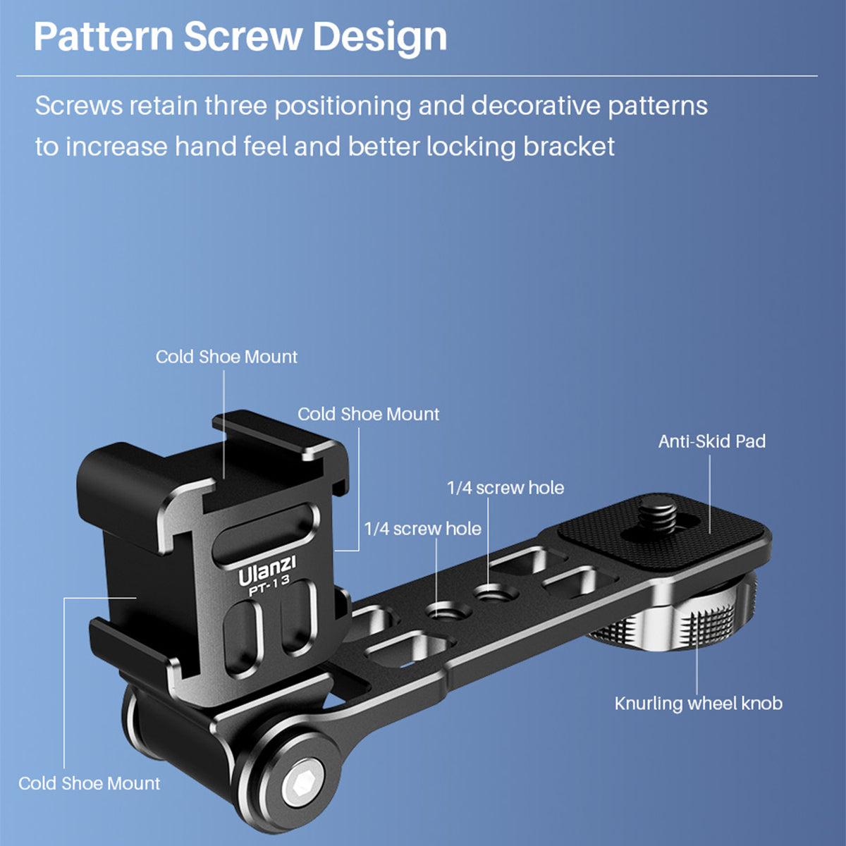 ULANZI PT-13 Extend Triple Cold Shoe Bracket Mount Plate Gimbal Accessories for Smartphone SLR Camera