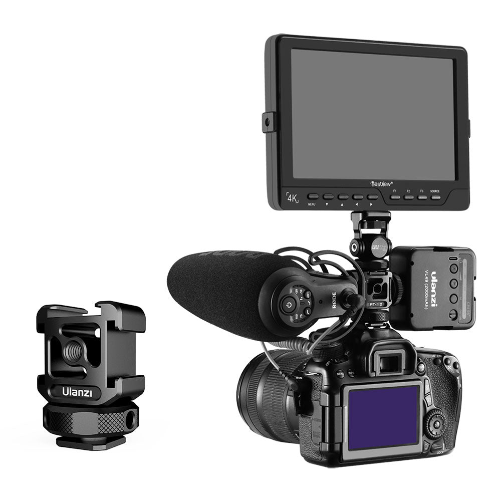 ULANZI PT-12 DSLR Camera Cold Shoe Mount Adapter Monitor Mount with Three Cold Shoe for LED Light Microphone