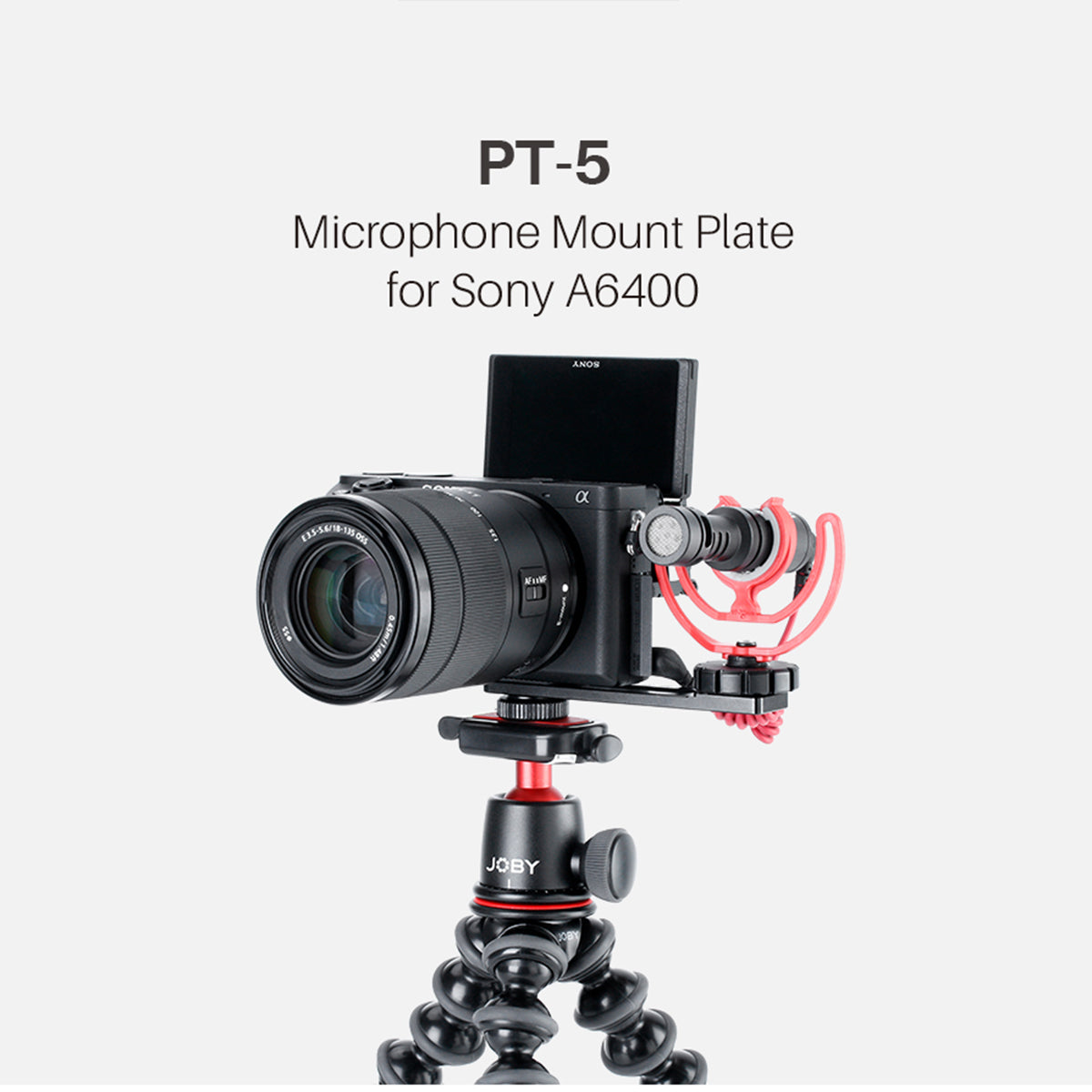 ULANZI PT-5 Vlogging Microphone Mount Stand Extension Bar Plate with Cold Shoe 1/4 Inch Screw Mounts for Sony Series