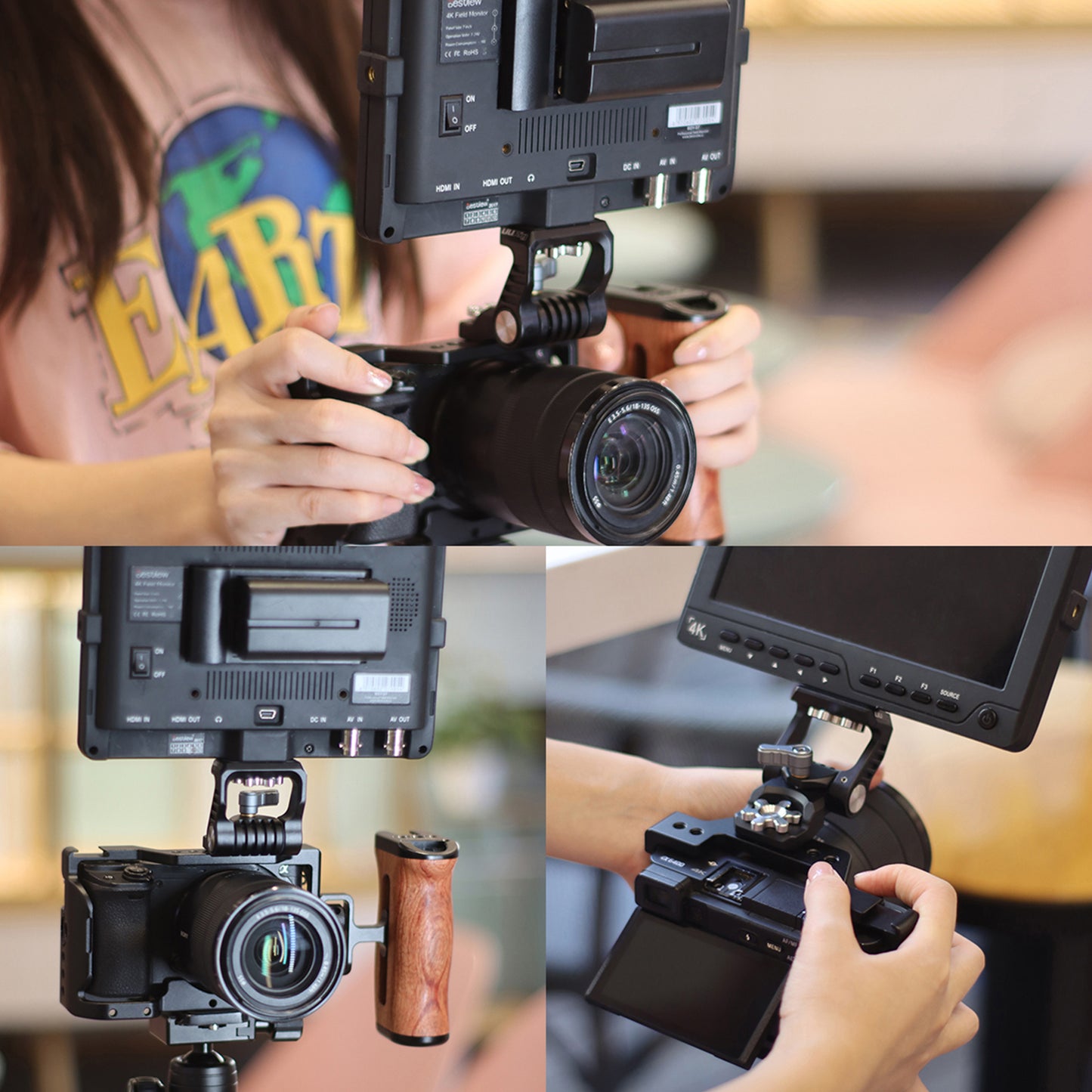 Uniqkart R059 Arri Locating Pin DSLR Monitor Mount Adapter Bracket Adjustable Monitor Mount