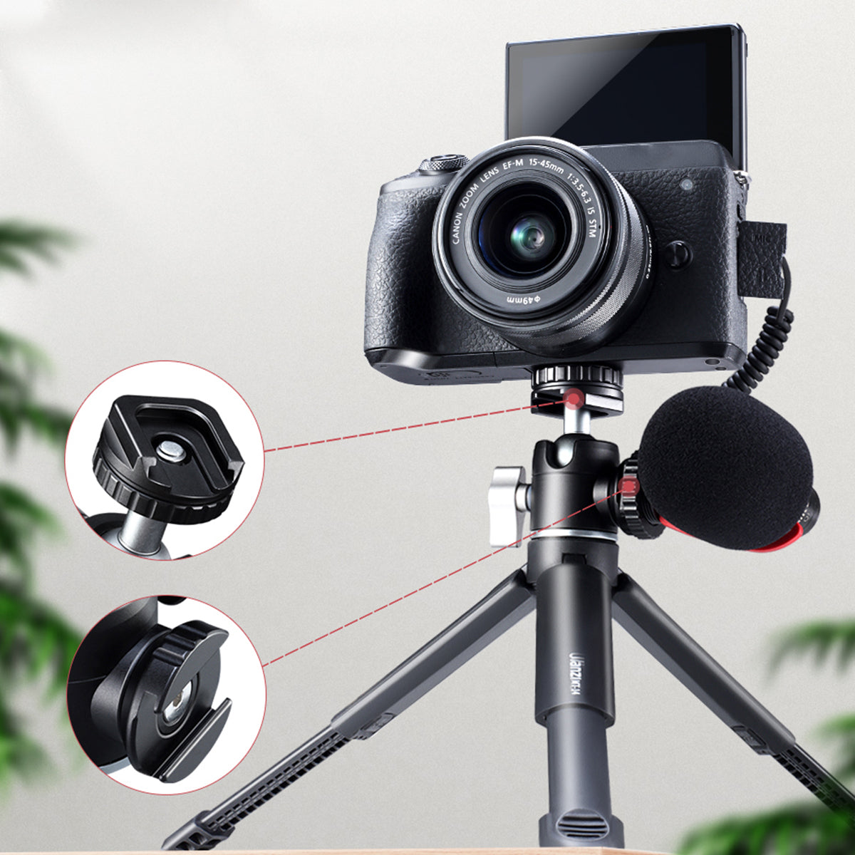 Uniqkart U-60 360 Degree Rotation Camera Tripod Side Cold Shoe Ball Head Mount Adapter