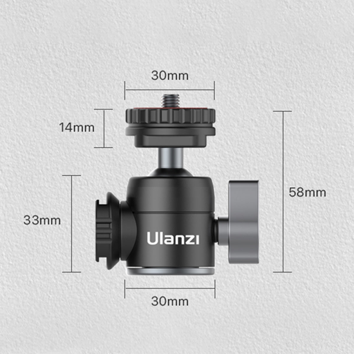 Uniqkart U-60 360 Degree Rotation Camera Tripod Side Cold Shoe Ball Head Mount Adapter