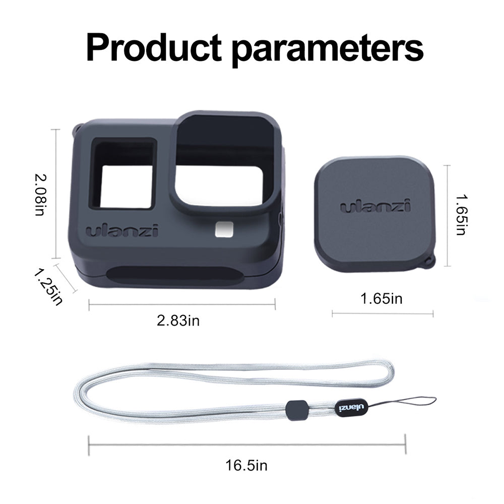 ULANZI G8-3 Soft Silicone Case Protective Cover Lens Cap with Lanyard for GoPro Hero 8 Black Action Camera