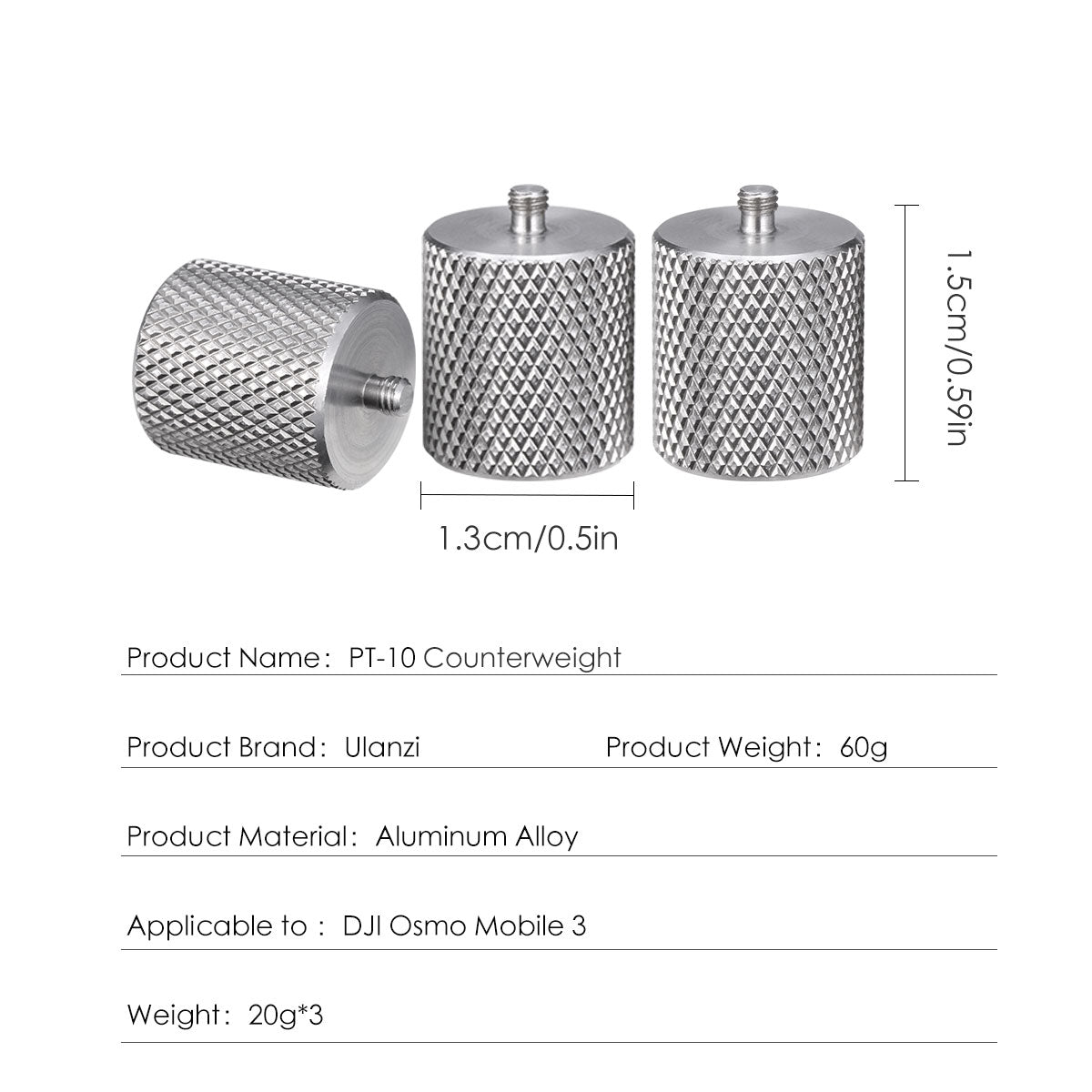 ULANZI PT-10 Counterweight Balance Counter Weights Support 60g for DJI OSMO Mobile 3