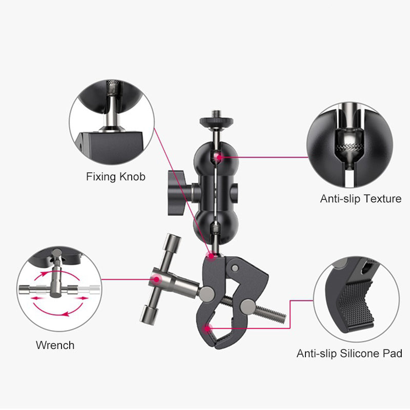 UURIG R093 Adjustable Monitor Mount Universal Camera Clamp Mount 1/4" Screw Adapter