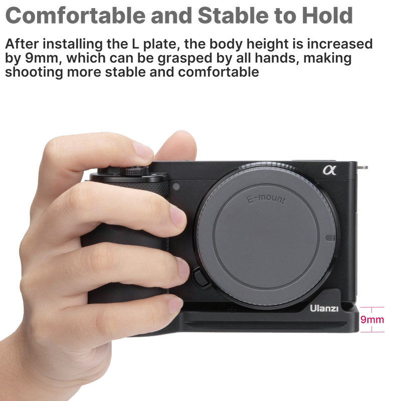 Uniqkart R095 Vertical Horizontal Switching Tripod Head Quick Release Plate Camera L-shape Bracket for Sony ZVE10