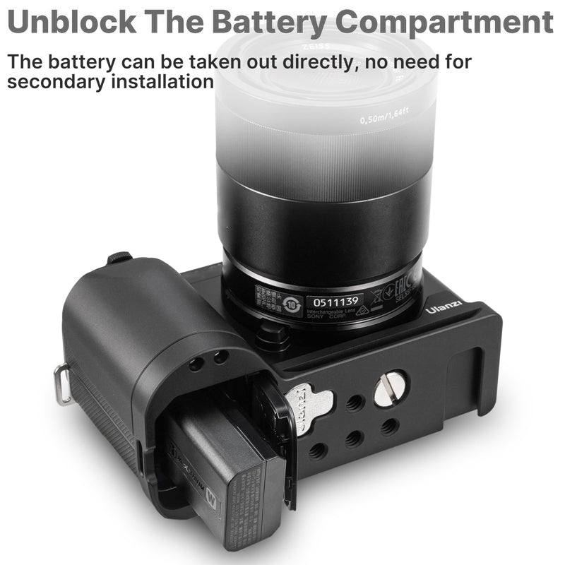 Uniqkart R095 Vertical Horizontal Switching Tripod Head Quick Release Plate Camera L-shape Bracket for Sony ZVE10