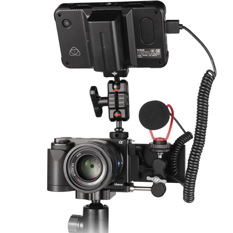 Uniqkart R095 Vertical Horizontal Switching Tripod Head Quick Release Plate Camera L-shape Bracket for Sony ZVE10