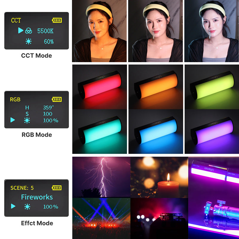 Uniqkart I-Light RGB Mini Stick Light 360-degree Full Color Adjustable Video Light Support Magnetic Attraction