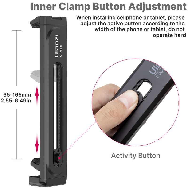 ULANZI U-PAD II 2 in 1 Tablets Tripod Mount Adapter Adjustable Phone Stand Holder with 1/4" Screw for 4.7"-12.9" Devices - Black