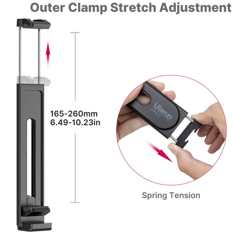 ULANZI U-PAD II 2 in 1 Tablets Tripod Mount Adapter Adjustable Phone Stand Holder with 1/4" Screw for 4.7"-12.9" Devices - Black