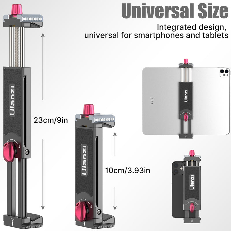 ULANZI U-PAD III Aluminum Alloy Tablets Tripod Mount Adapter Adjustable Phone Holder with 1/4" Screw for 4.7"-12.9" Devices