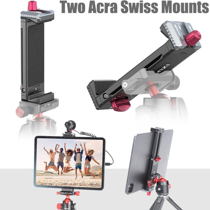 ULANZI U-PAD III Aluminum Alloy Tablets Tripod Mount Adapter Adjustable Phone Holder with 1/4" Screw for 4.7"-12.9" Devices