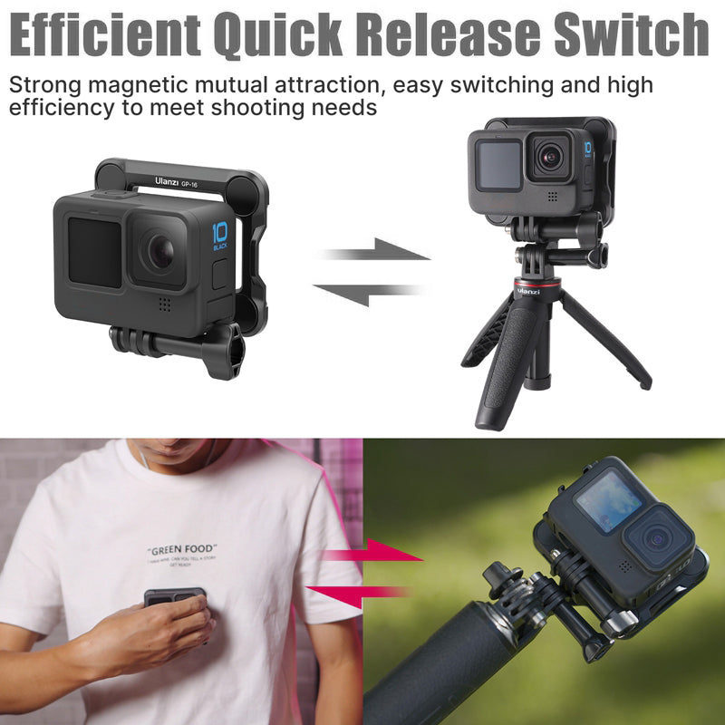 ULANZI GP-16 3 in 1 Quick Release Magnetic Action Camera Mount for GoPro 8 9 10