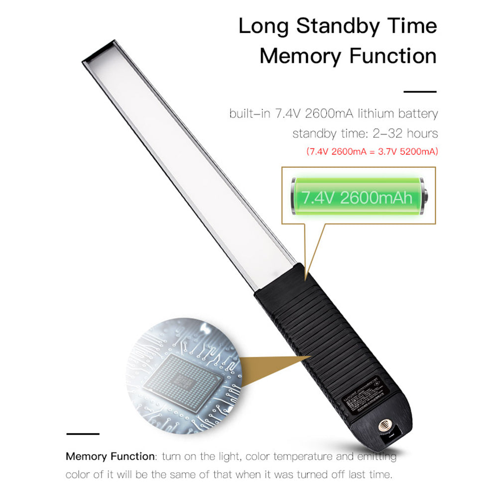 LUXCEO Q508A 8-color Photography RGB Fill Light Adjustable Color Temperature Handheld Video Light - Black/White