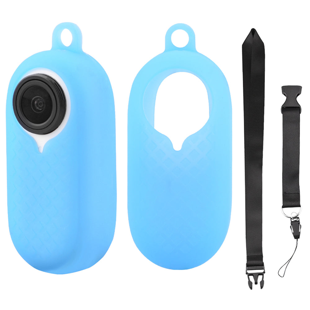 EWB8894 Thumb Anti-shake Camera Silicone Case Protector Digital Camera Protective Cover with Lanyard for Insta360 go2 - Blue