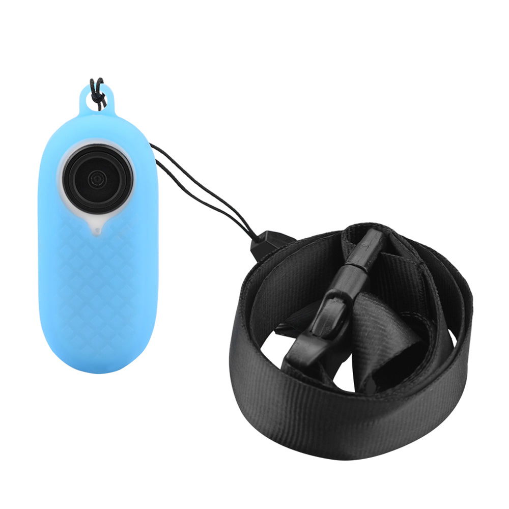 EWB8894 Thumb Anti-shake Camera Silicone Case Protector Digital Camera Protective Cover with Lanyard for Insta360 go2 - Blue
