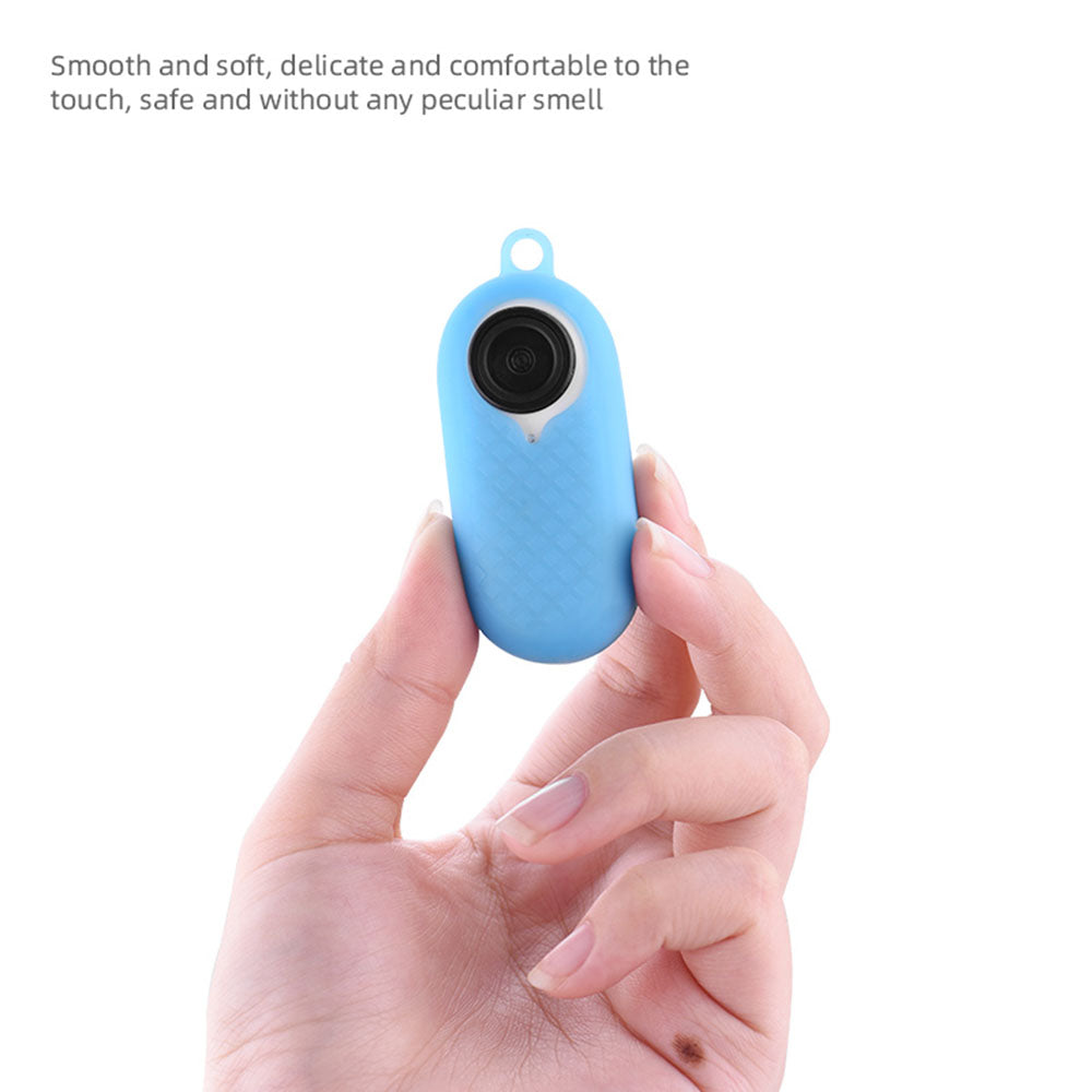 EWB8894 Thumb Anti-shake Camera Silicone Case Protector Digital Camera Protective Cover with Lanyard for Insta360 go2 - Blue