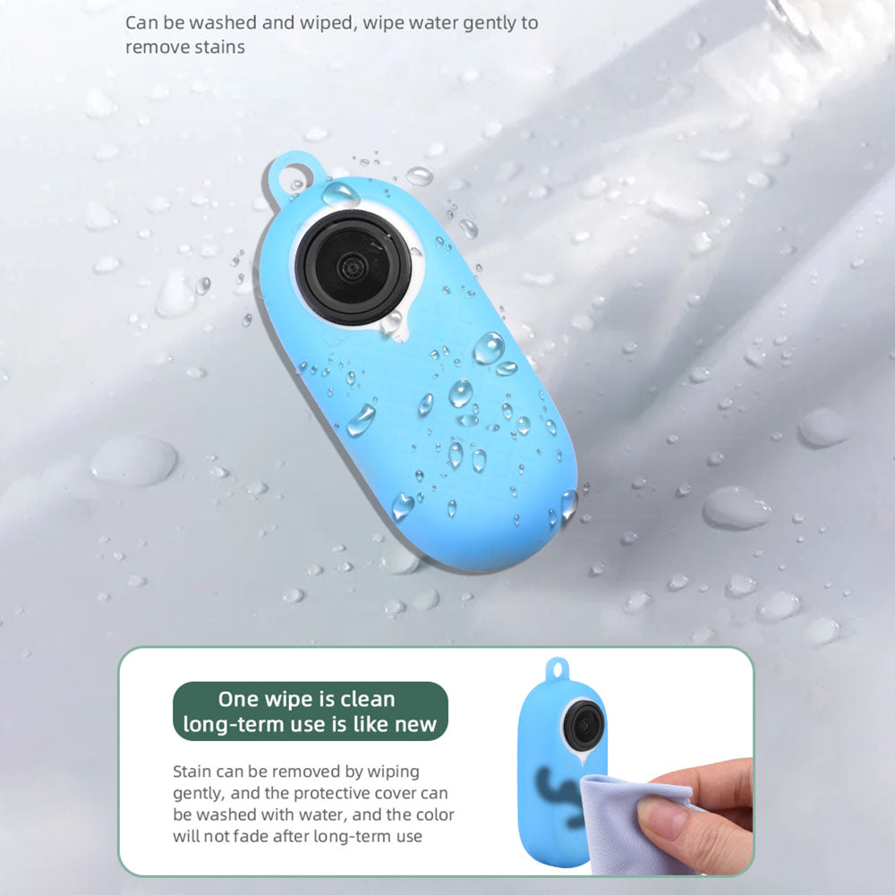 EWB8894 Thumb Anti-shake Camera Silicone Case Protector Digital Camera Protective Cover with Lanyard for Insta360 go2 - Black